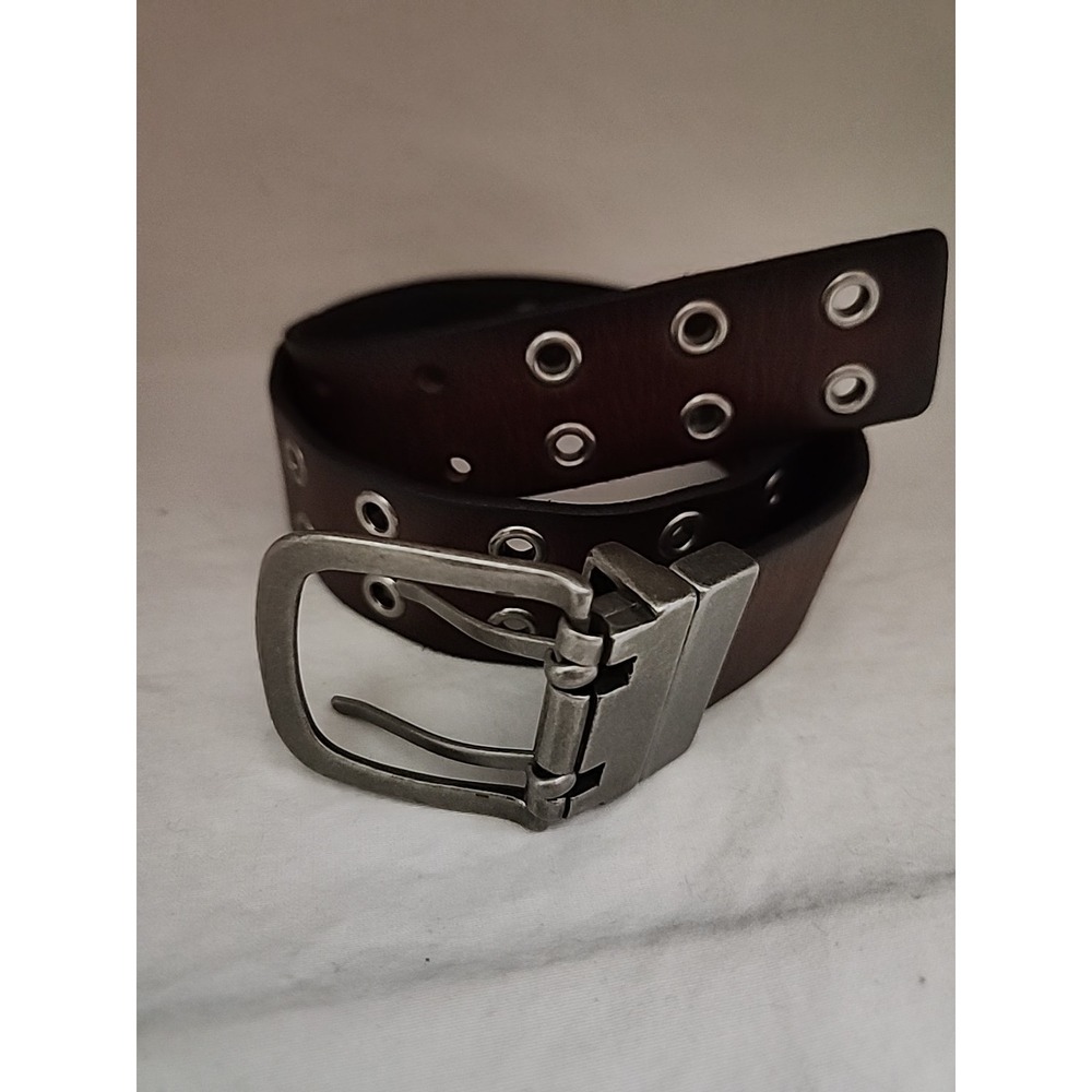 33" Brown Genuine Leather Double Grommet belt
